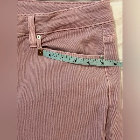 Paige Cindy straight jeans, high rise, raw hem, faded rose color, size 33 - Picture 10 of 12